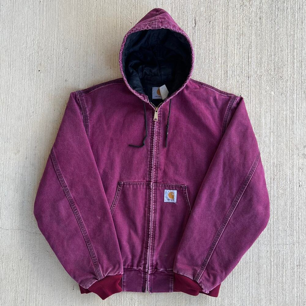 Carhartt red hooded work wear jacket